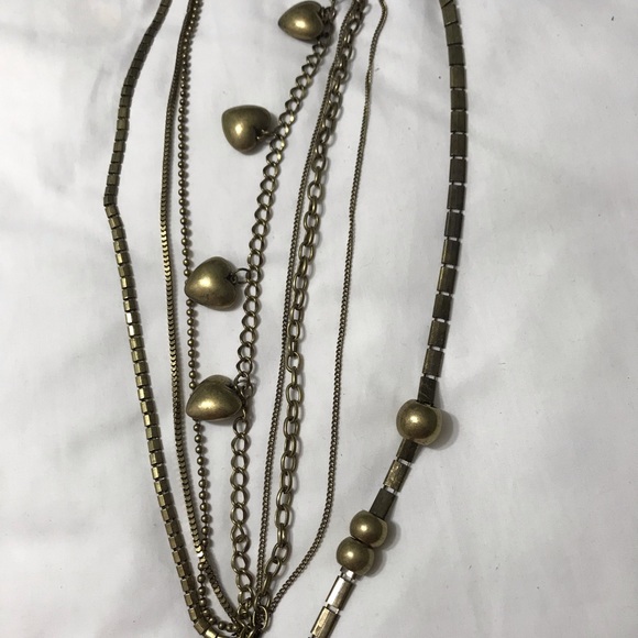 Vintage Brass Multilayered  Gold ToneLong Necklace - Picture 8 of 10